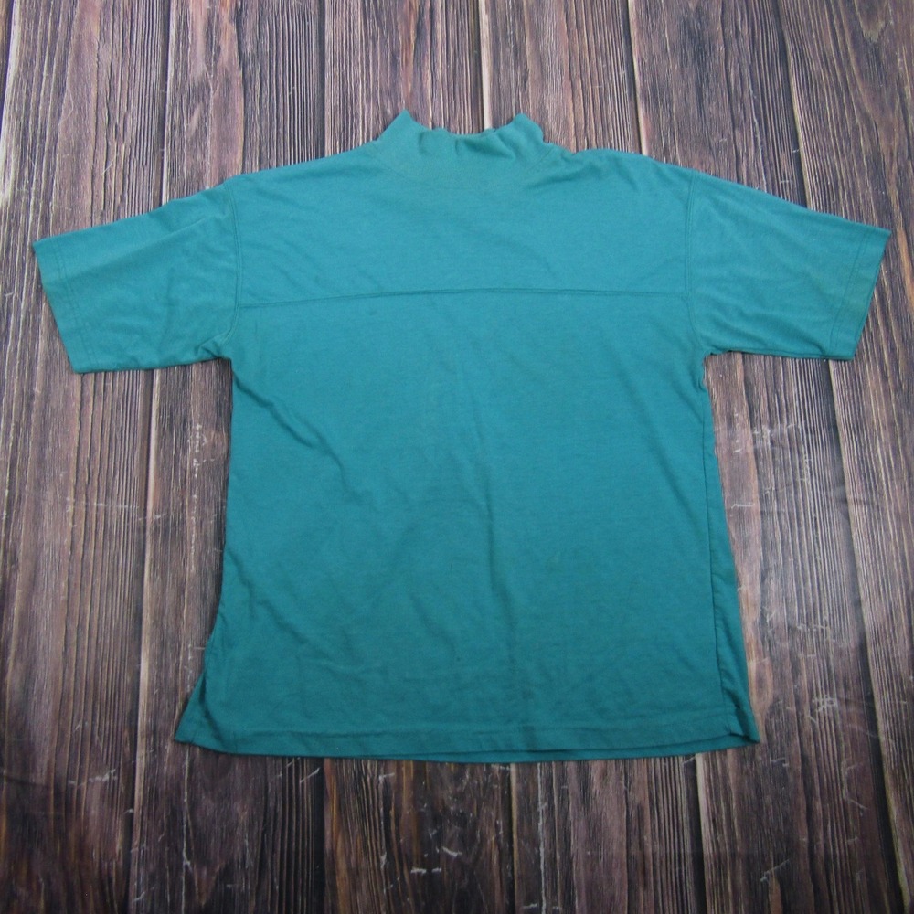 Center‎ Aisle Womens Medium Green Mock Neck T Shirt Short Sleeve Granny Core